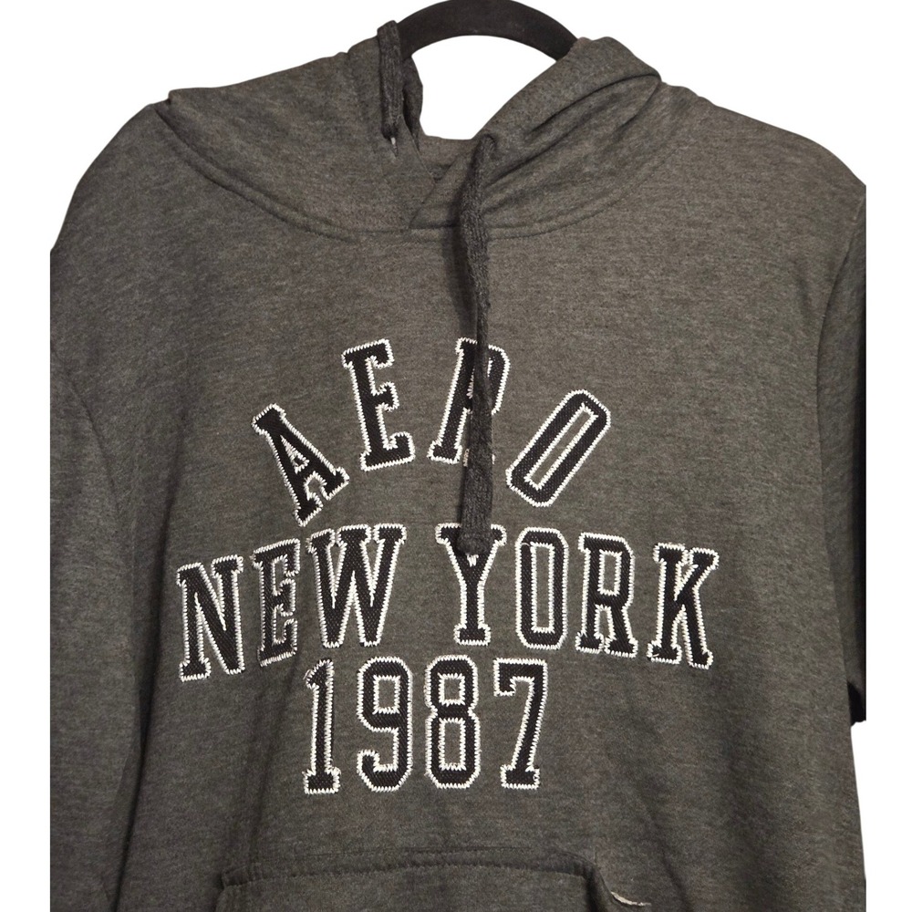 Aeropostale Hoodie Mens 2XL Grey Aero New York 1987 Pullover Graphic Sweatshirt
